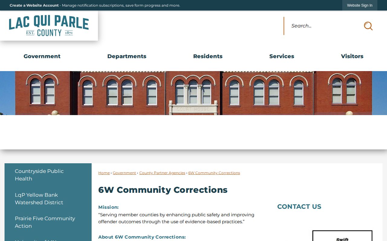 6W Community Corrections supervision for Lac qui Parle County released inmates