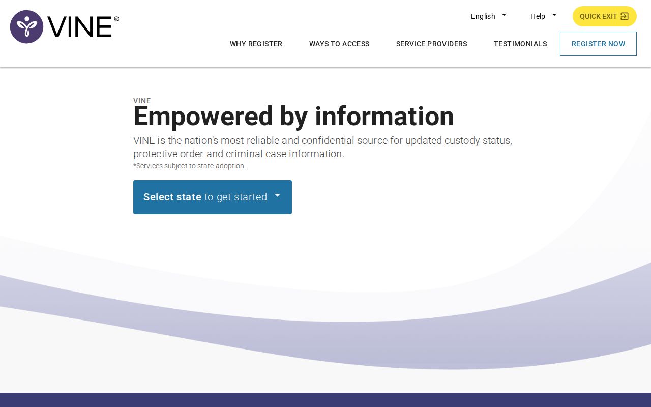 Lac qui Parle County VINELink inmate search screen for custody and release notifications
